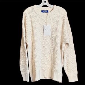 Aelfric Eden Cream Cable Knit‎ Crewneck Sweater Unisex XL